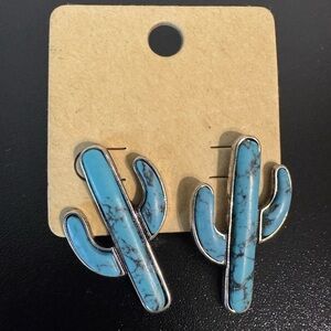Turquoise Cactus Stud Earrings